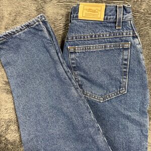 L.L. Bean Flannel Lined Jeans Womens 10 Tall Blue High Rise Vintage Made USA